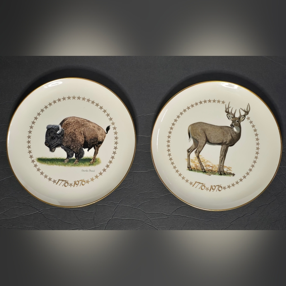 2 Vintage American Bison and White Tailed Deer Ghent Collection Limited Edition